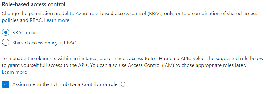 Screenshot the Azure Portal, creating an IoT Hub