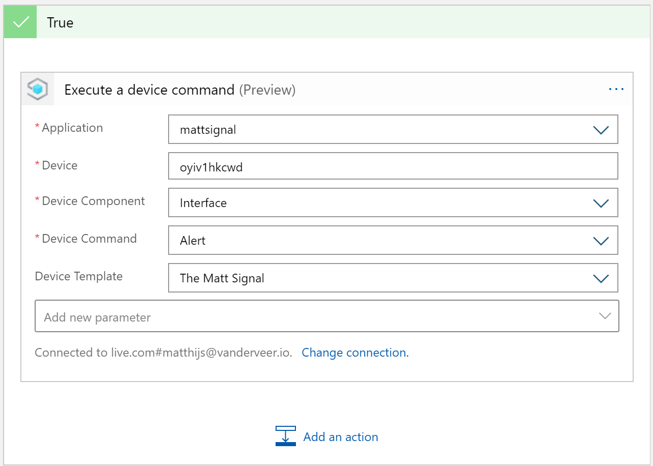Screenshot of the Logic App node for IoT Central