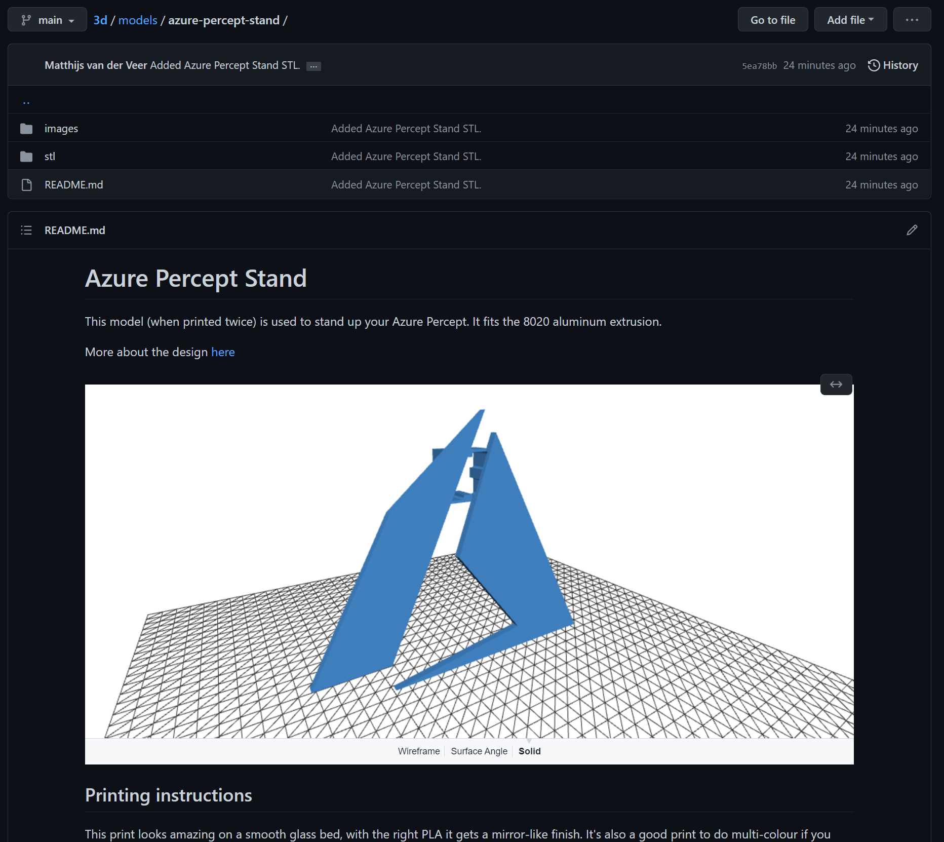 Screenshot of a rendered README file with STL markdown