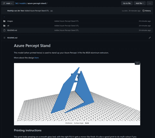 Screenshot of a rendered README file with STL markdown