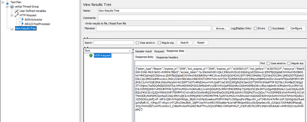 JMeter screenshot, showing the access-token